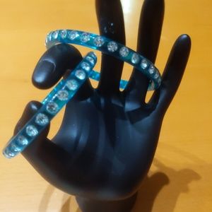 Turquoise and Rhinestone Bangle Bracelets From India